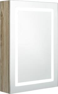 LED koupelnová skříňka se zrcadlem dub 50 x 13 x 70 cm