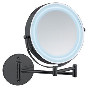 Nástěnné zrcadlo WENKO Power-Loc® LED Mod. Lumi černé, s 5x zvětšením