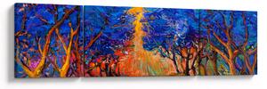 Obraz - Podzimní koruny stromů, moderní impresionismus (170x50 cm)