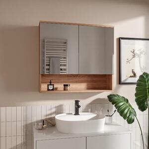 HAJDUK FURNITURE Koupelnová zrcadlová skříňka 78x70 cm sonoma 2 dveře bezúchytková závěsná skříňka do koupelny se zrcadlem a policí