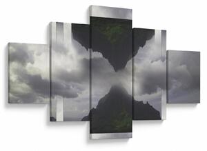 Obraz - Hory na Islandu, geometrická koláž (125x70 cm)