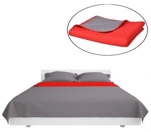 Oboustranný prošívaný přehoz na postel červeno-šedý 220x240 cm