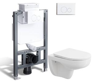 HOROW Kompletní WC set 82 cm předstěnový prvek skrytá splachovací nádržka + závěsný klozet + bílý kulatý tlačný talíř