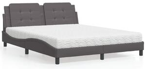 Postel s matrací Zadar šedá 160 x 200 cm umělá kůže 3208876