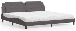 Postel s matrací Zadar šedá 200 x 200 cm umělá kůže 3208890
