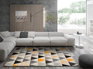 Šedo-oranžový koberec Universal Leo Triangles, 140 x 200 cm