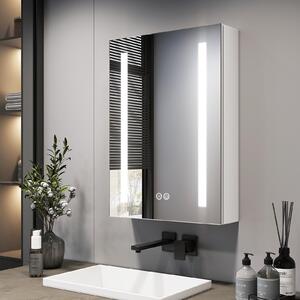 Zrcadlová skříňka EMKE s osvětlením 145 x 500 x 700 mm Zrcadlová skříňka LED s ochranou proti zamlžení a zásuvkou, stmívatelná ve 3 barvách - 1-dveřová koupelnová skříňka