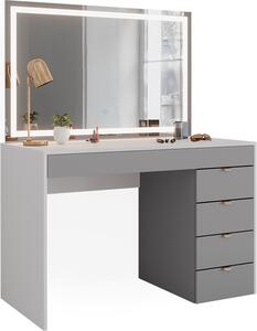 Toaletní stolek Vicco Elise Bílá/šedá/šedá 115 cm s LED zrcadlem, Model 41345