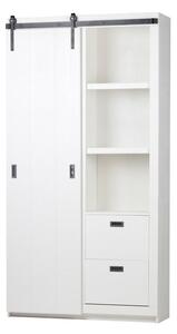 Bílá šatní skříň z borovicového dřeva s posuvnými dveřmi 122x232 cm Slide - vtwonen