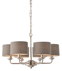 Endon 94381 - Lustr na řetězu HIGHCLERE 6xE14/28W/230V šedá/lesklý chrom