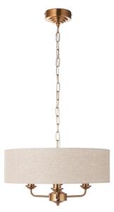 Endon 110723 - Lustr na řetězu HIGHCLERE 3xE14/40W/230V béžová/mosaz