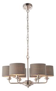 Endon 94381 - Lustr na řetězu HIGHCLERE 6xE14/28W/230V šedá/lesklý chrom