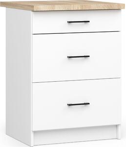 AKORD Furniture Factory KS0POLIBIA3S007, Bílá, 16 mm, 3 zásuvka/zásuvek, 460 mm, 600 mm, 850 mm