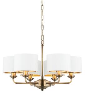 Endon 98936 - Lustr na řetězu HIGHCLERE 6xE14/28W/230V bílá/mosaz