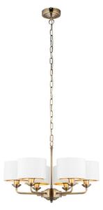 Endon 98936 - Lustr na řetězu HIGHCLERE 6xE14/28W/230V bílá/mosaz