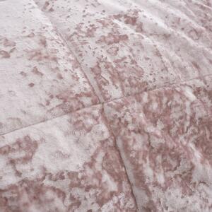 Růžový sametový prošívaný přehoz na dvoulůžko 220x220 cm Crushed – Catherine Lansfield