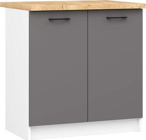BDW kuchyňská skříňka, skříňka na kuchyňskou desku, skříňka 80, bílá/šedá