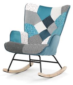Vikio Houpací křeslo patchwork modrá látka AKR108PWC