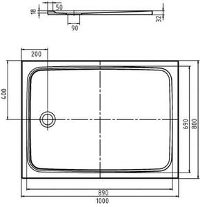 Kaldewei Cayonoplan obdélníková sprchová vanička 100x80 cm bílá 361600010001