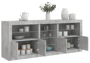 Příborník s LED osvětlením betonově šedý 162 x 37 x 67 cm 3209033