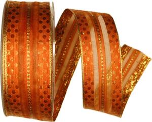 Stuha vánoční organzová SAINT JOHNS CINNAMON 40mm x 20m ( 9,-Kč/m)