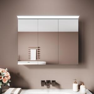 Sonni třídveřová zrcadlová skříňka z nerezové oceli 52 x 65 x 12 cm stříbrno-bílá Se zrcadlovým osvětlením Snadné čištění