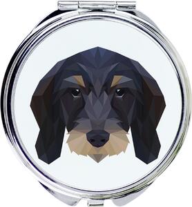 Drahthaarový jezevčík - Zrcadlo značky Art-Dog s fotografií jezevčíka a geometrickým vzorem