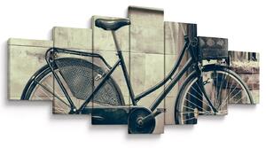 Obraz - Vintage kolo s květinami (210x100 cm)
