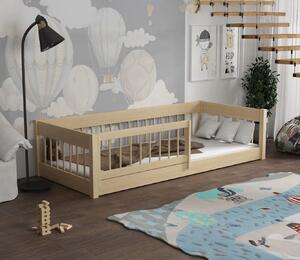 Dětská Montessori postel z masivu borovice LITTLE LUNARI - 200x90 cm - PŘÍRODNÍ BOROVICE