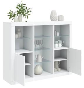 Příborníky s LED osvětlením 3 ks bílé kompozitní dřevo 3209121