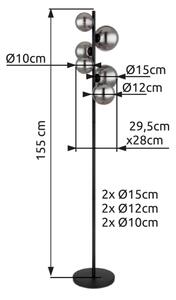 Globo 56133-6S - LED Stojací lampa RIHA 6xG9/3,5W/230V kouřová/černá