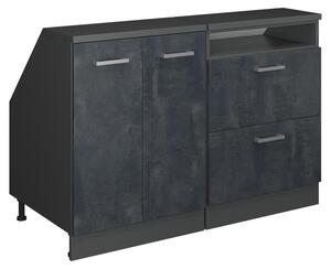 Kuchyňská skříňka pod šikmou střechu Vicco R-Line Černý beton 120 cm Sada 2 korpusů skříně hloubka 60 cm, Model 60480