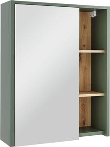 Skříňka se zrcadlem do koupelny Vicco Viola Zelená/umělecká 60 x 75 cm s otevřenými policemi, Model 54858