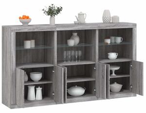 Příborník s LED osvětlením šedý sonoma 181,5 x 37 x 100 cm 3209154
