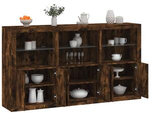 Příborník s LED osvětlením kouřový dub 181,5 x 37 x 100 cm 3209153
