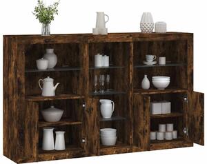 Příborník s LED osvětlením kouřový dub 162 x 37 x 100 cm 3209174