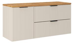 Comad Koupelnová skříňka pod deskové umyvadlo s košem na prádlo set Adel Cashmere 120 kašmír/dub wotan