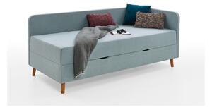 Světle modrá čalouněná jednolůžková postel s úložným prostorem 90x200 cm Cabana – Meise Möbel