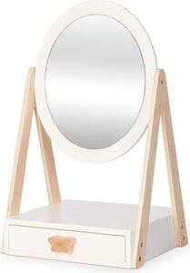 Dřevěné stolní zrcadlo se zásuvkou 40 cm bílé