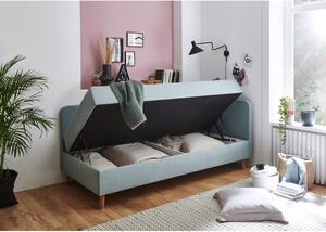 Světle modrá čalouněná jednolůžková postel s úložným prostorem 120x200 cm Cabana – Meise Möbel