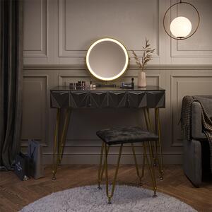 Toaletní stolek Vicco Ruby Černá 100 cm s LED zrcadlem a taburetem, Model 40224