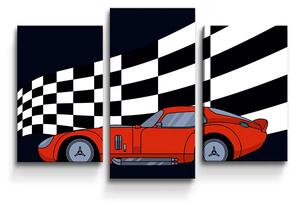 Sablio Obraz - 3-dílný Závodní auto - 75x50 cm