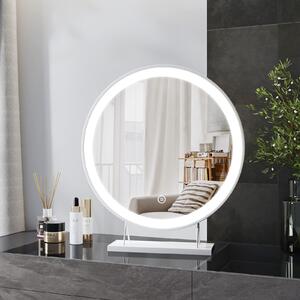 Zrcátko na líčení Heilmetz Φ48cm Kulaté zrcátko na líčení LED se 3 barvami světla Stolní zrcátko s dotykovým spínačem Bílé