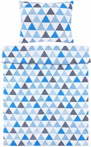 Krepové povlečení Triangl - modrá Velikost: 140 x 200 + 70 x 90