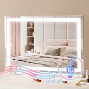 VEVOR Hollywoodské kosmetické zrcadlo s LED osvětlením 80 cm × 55 cm 3 režimy osvětlení 5násobné zvětšení, Bluetooth, USB s možností plynulého stmívání