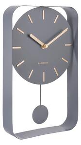 Šedé nástěnné hodiny s kyvadlem Karlsson Charm, výška 32,5 cm