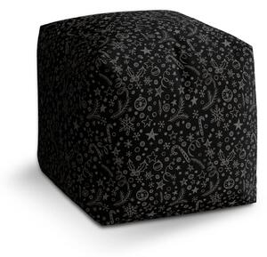 Sablio Vánoční taburet Cube Vánoce na černé - 60x60x60 cm