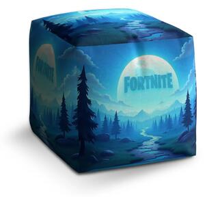Sablio Taburet Cube FORTNITE Modré údolí s měsícem - 40x40x40 cm
