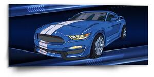 Sablio Obraz Mustang Modré pozadí s pruhy - 110x50 cm
