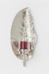 Nástěnný kovový svícen ve stříbrné barvě Kare Design Leaf